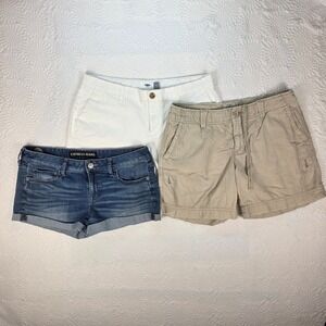 Womens Size 10 Shorts Bundle Express Denim American Eagle Khaki Old Navy White